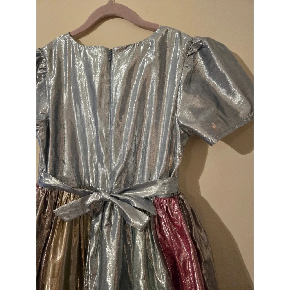 Mini‎ Boden Girls Metallic Foil Party Dress Blue Pink Gold Silver 11-12Y